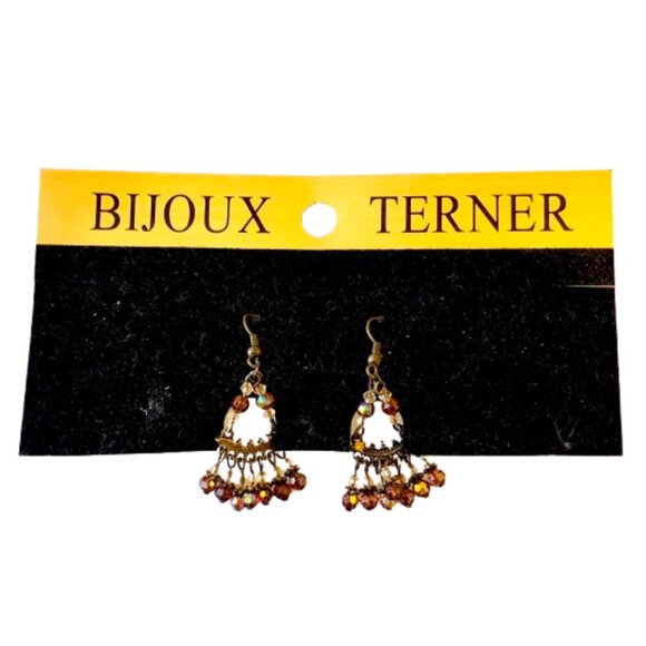 Bijoux Terner Vintage Beaded Dangle Earrings on Original Card Wire Pierced Ears - Picture 4 of 5